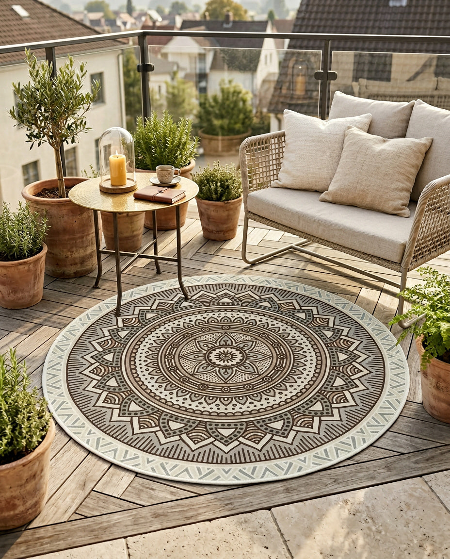 Grün - Mix- farbig Tibetischer Mandala Teppich - Thangka Kunst für Wohnzimmer & Schlafzimmer | Zen Deko