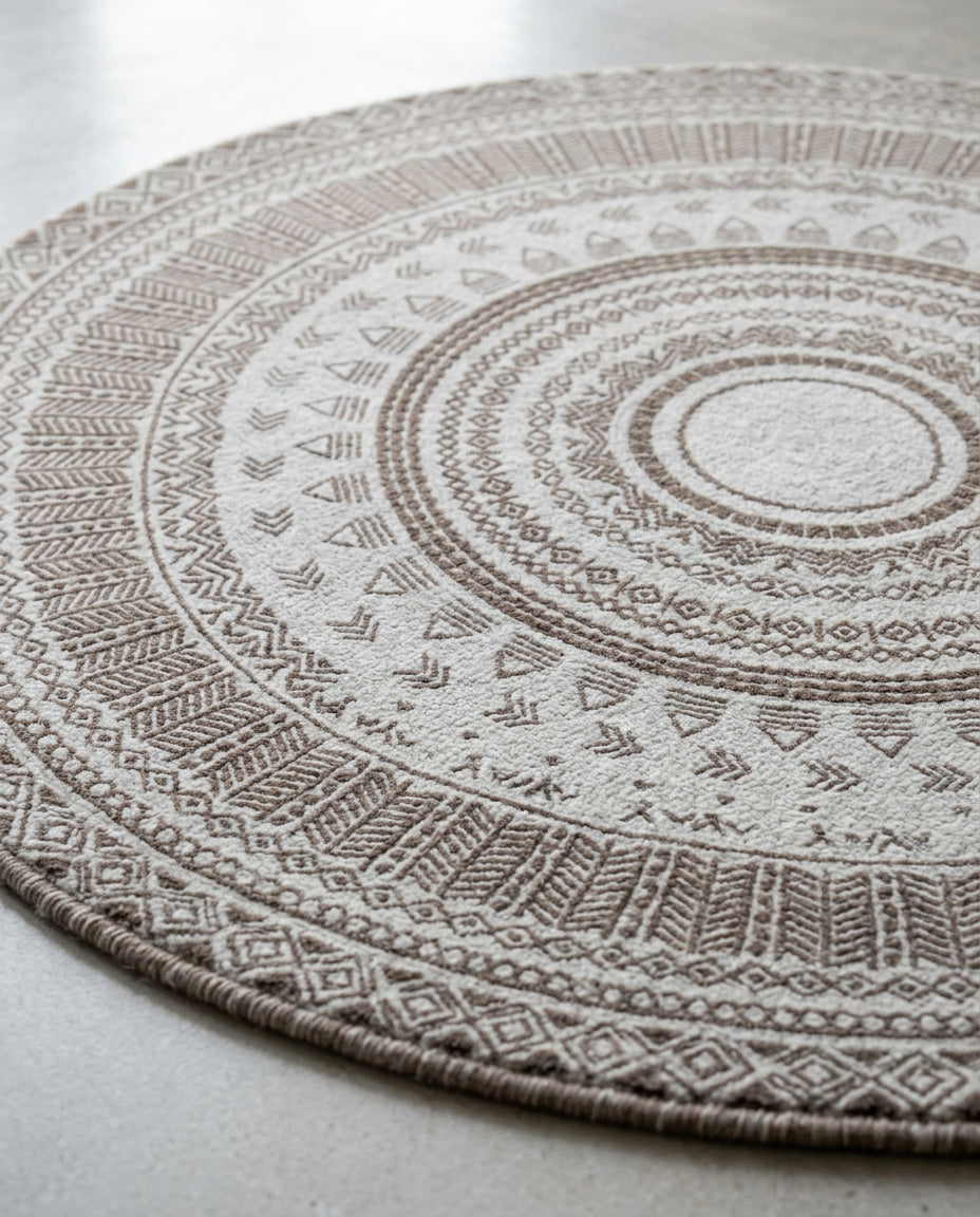 Beige Tibetischer Mandala Teppich  - Thangka Kunst für Wohnzimmer & Schlafzimmer | Zen Deko