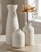 3er Set Keramik Vasen Weiss oder Beige