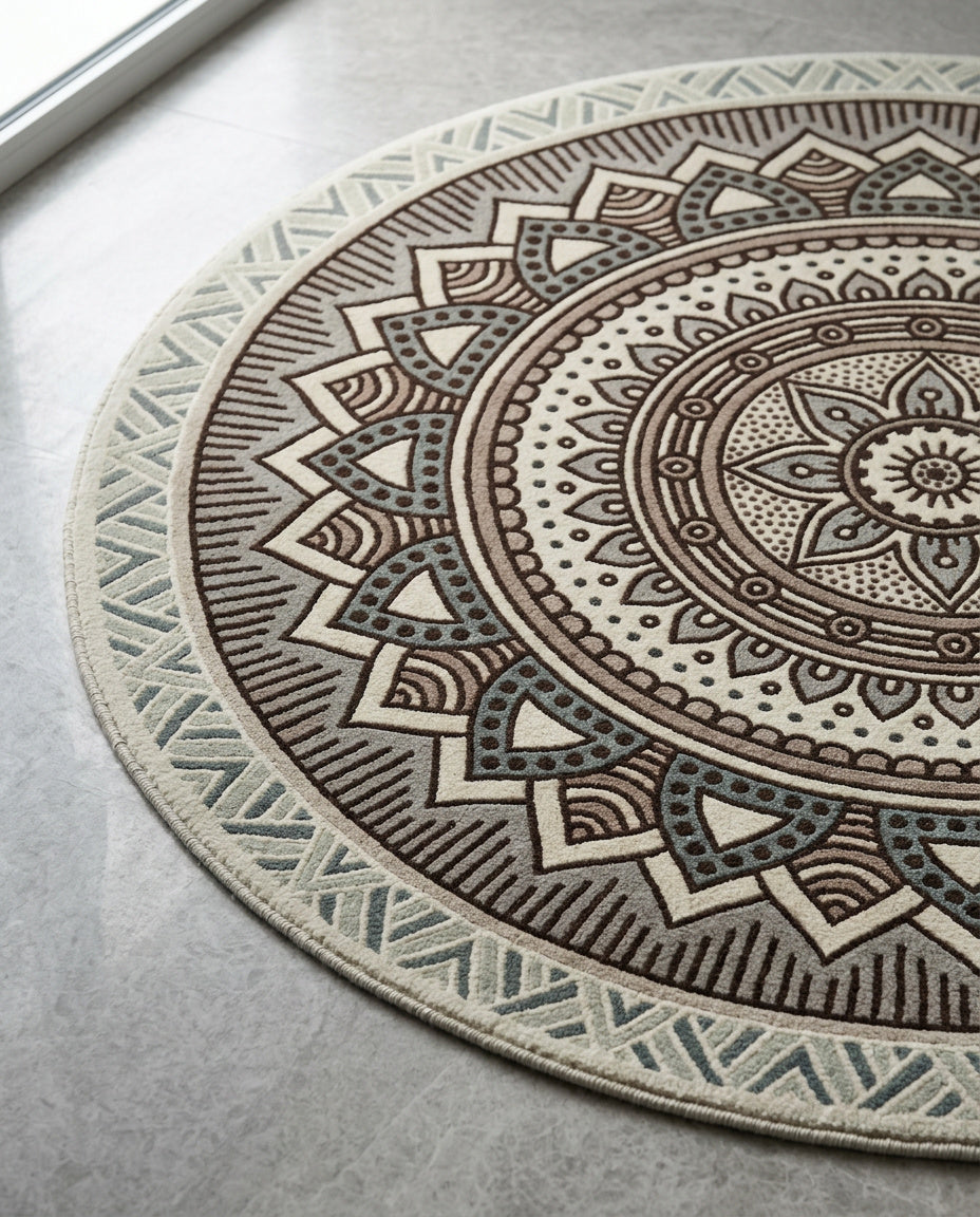 Grün - Mix- farbig Tibetischer Mandala Teppich - Thangka Kunst für Wohnzimmer & Schlafzimmer | Zen Deko