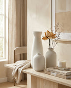 3er Set Keramik Vasen Weiss oder Beige