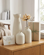 3er Set Keramik Vasen Weiss oder Beige