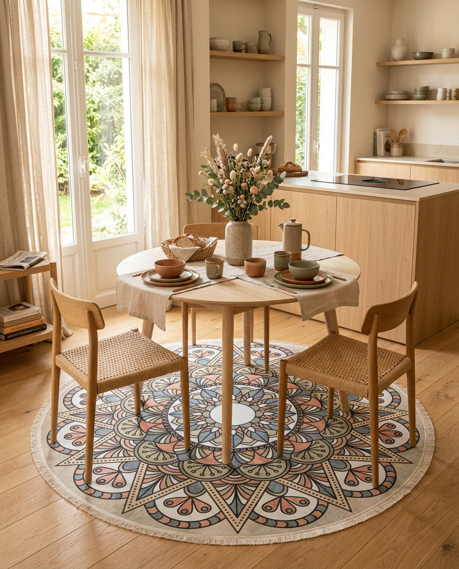 Tibetischer Mandala Teppich - Thangka Kunst für Wohnzimmer & Schlafzimmer | Zen Deko