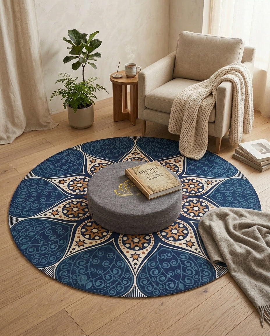 Lotus Meditationskissen Rund 40cm - Yoga Sitzkissen mit abnehmbarem Bezug | Tatami Bodenkissen