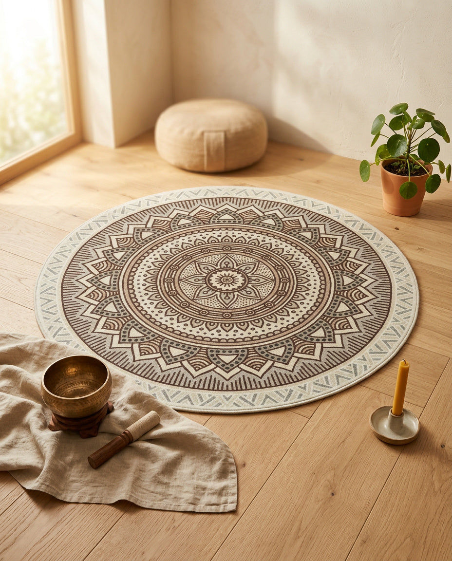Grün - Mix- farbig Tibetischer Mandala Teppich - Thangka Kunst für Wohnzimmer & Schlafzimmer | Zen Deko