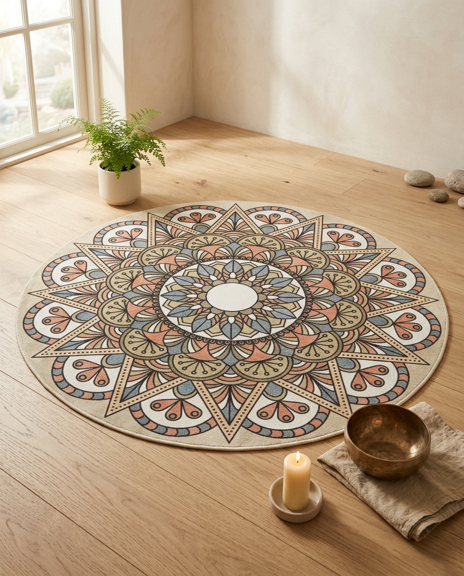 Tibetischer Mandala Teppich - Thangka Kunst für Wohnzimmer & Schlafzimmer | Zen Deko