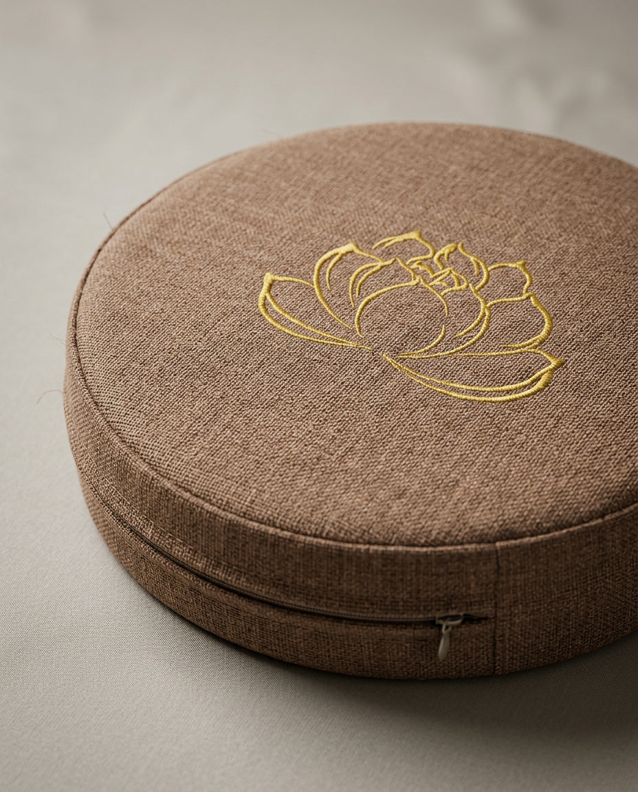 Lotus Meditationskissen Rund 40cm - Yoga Sitzkissen mit abnehmbarem Bezug | Tatami Bodenkissen