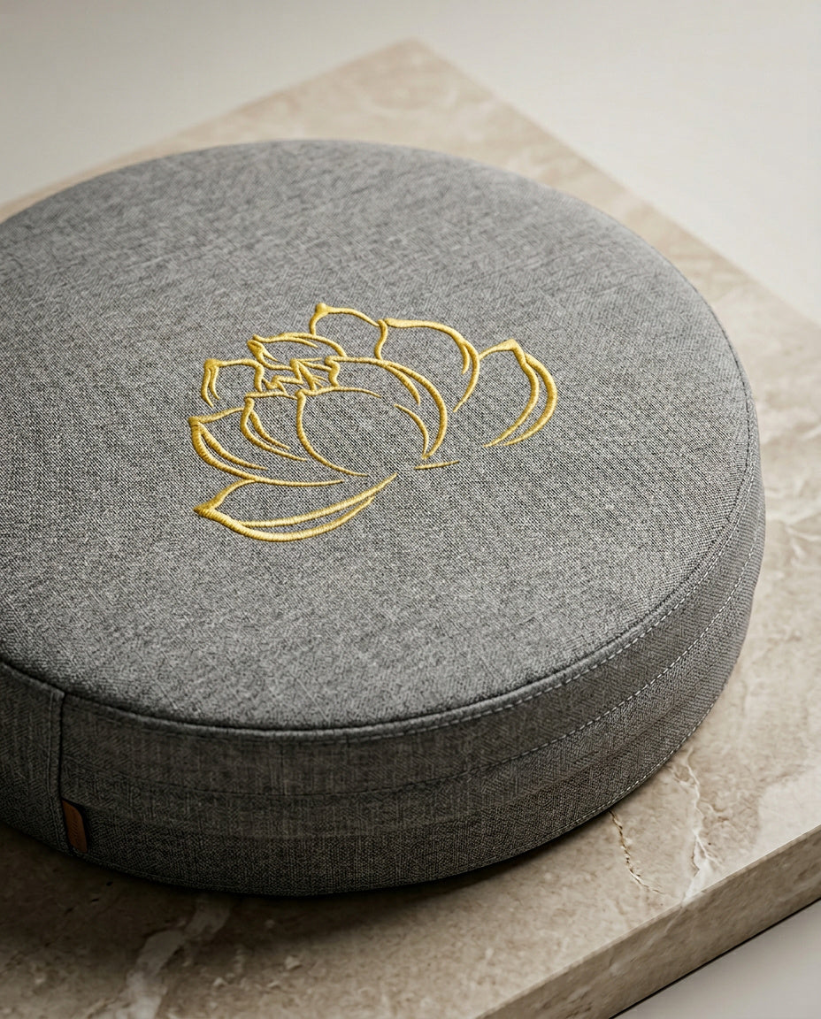 Lotus Meditationskissen Rund 40cm - Yoga Sitzkissen mit abnehmbarem Bezug | Tatami Bodenkissen