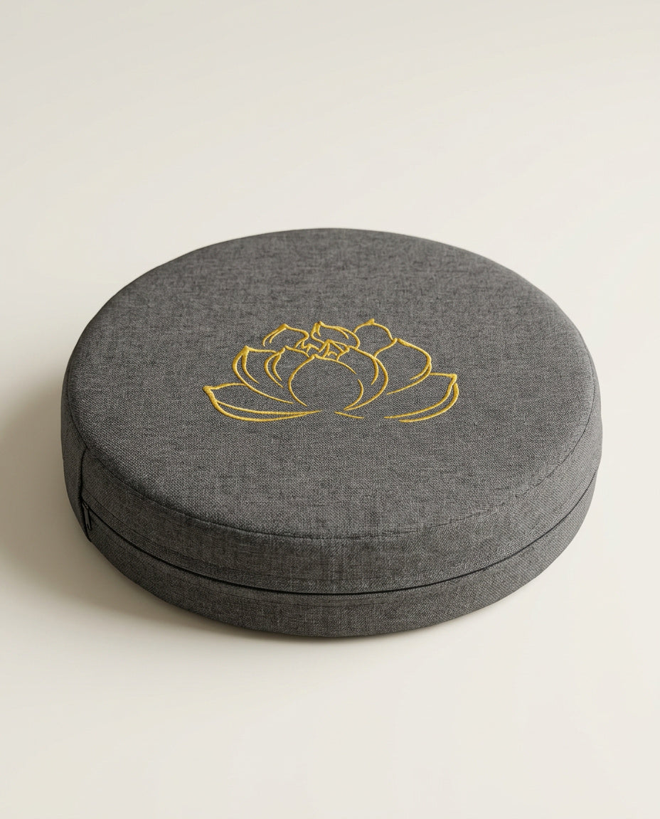 Lotus Meditationskissen Rund 40cm - Yoga Sitzkissen mit abnehmbarem Bezug | Tatami Bodenkissen