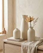 3er Set Keramik Vasen Weiss oder Beige