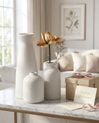 3er Set Keramik Vasen Weiss oder Beige