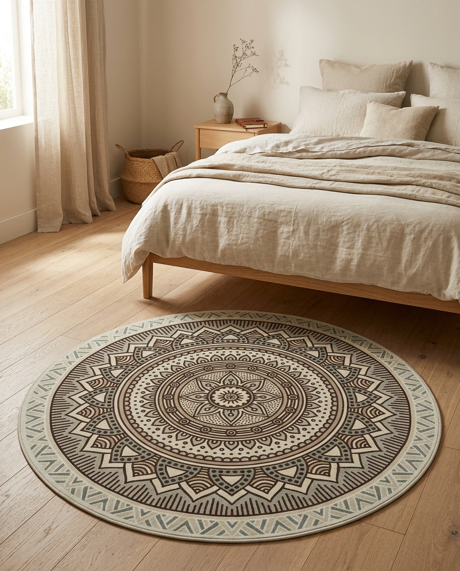 Grün - Mix- farbig Tibetischer Mandala Teppich - Thangka Kunst für Wohnzimmer & Schlafzimmer | Zen Deko