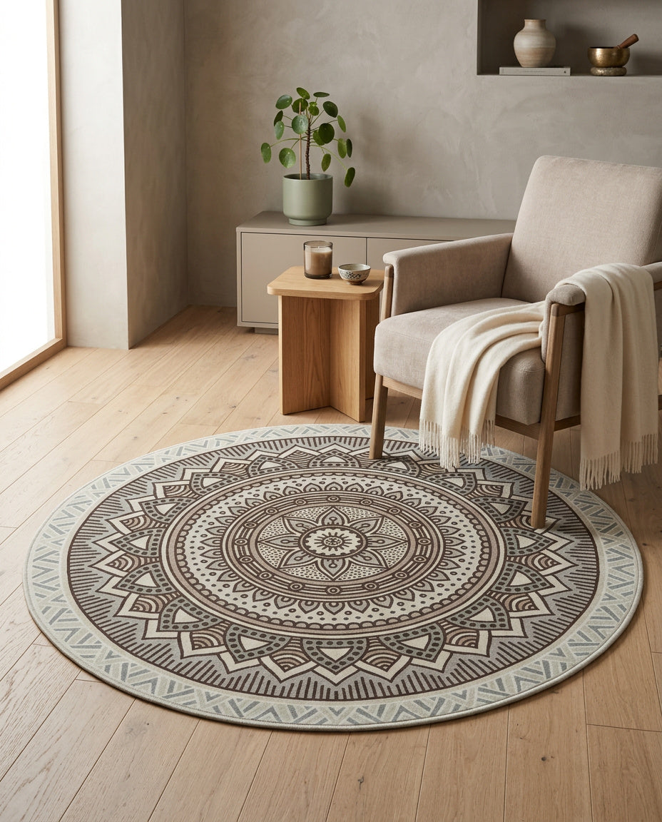 Grün - Mix- farbig Tibetischer Mandala Teppich - Thangka Kunst für Wohnzimmer & Schlafzimmer | Zen Deko