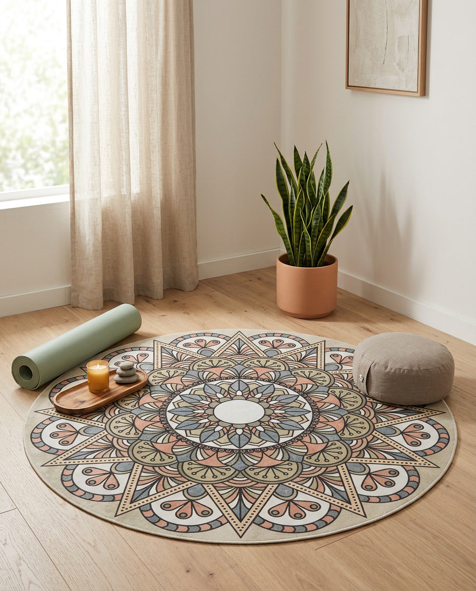 Tibetischer Mandala Teppich - Thangka Kunst für Wohnzimmer & Schlafzimmer | Zen Deko