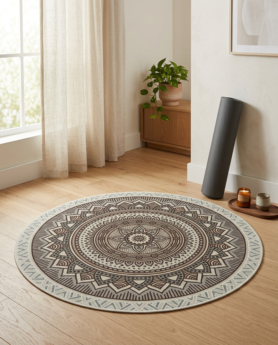 Grün - Mix- farbig Tibetischer Mandala Teppich - Thangka Kunst für Wohnzimmer & Schlafzimmer | Zen Deko